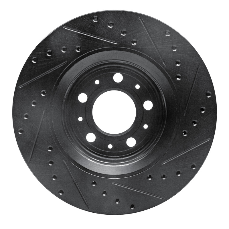 Volvo V70 Brake Rotor (1) - Front Left - R1 Concepts - Drilled & Slotted - Black - `98-`04